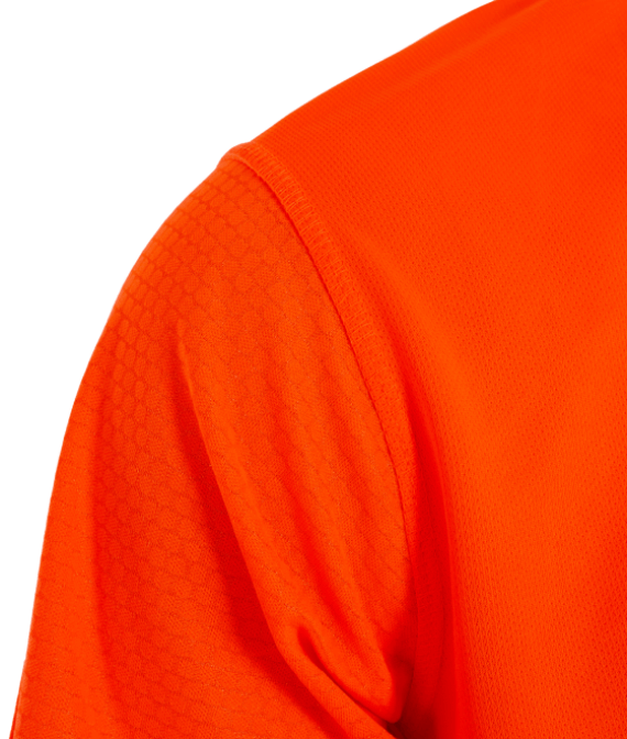 Camiseta Crossfire Mix Plus naranja flúor detalle